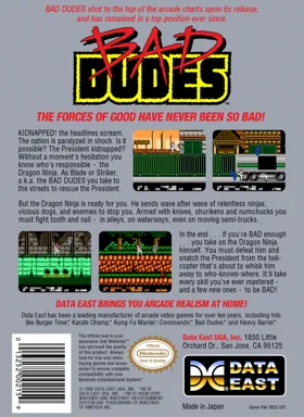 Bad Dudes (USA) box cover back